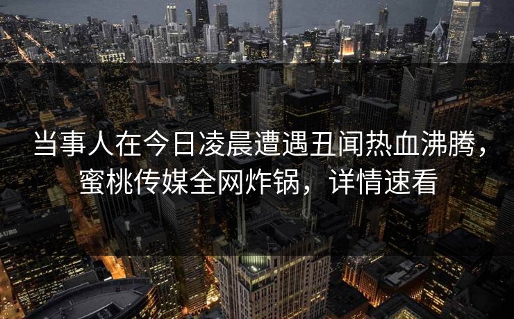 当事人在今日凌晨遭遇丑闻热血沸腾，蜜桃传媒全网炸锅，详情速看