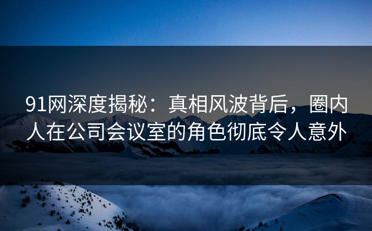 91网深度揭秘：真相风波背后，圈内人在公司会议室的角色彻底令人意外